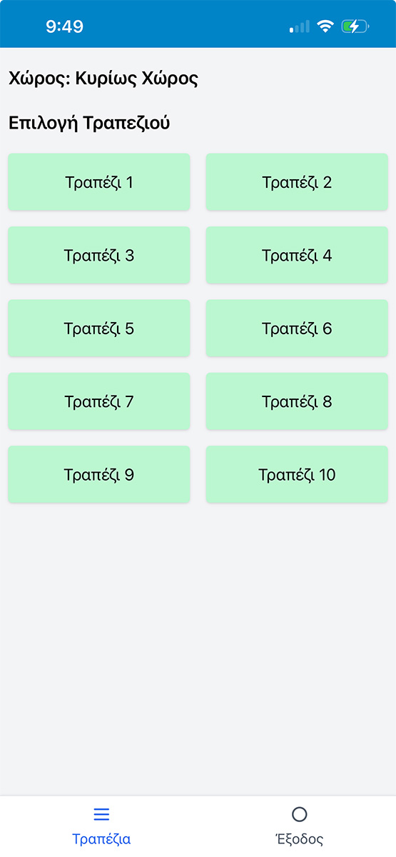 Κινητό σερβιτόρου με την εφαρμογή Dishy